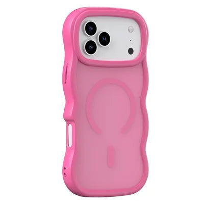For iPhone 18 Pro Max / 17 Pro Max Case Compatible with MagSafe TPU + PC Phone Back Cover Skin Touch Wave Shape - Rose