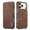 LC.IMEEKE For iPhone 18 Pro Max / 17 Pro Max Case Card Holder Stand Leather Phone Cover - Coffee