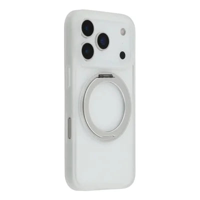 For iPhone 18 Pro Max / 17 Pro Max Case Ring Holder Kickstand PC + TPU Phone Cover - White