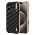 AZNS For iPhone 18 Pro Max / 17 Pro Max Case Electroplating Carbon Fiber Texture PU + TPU Phone Cover - Black