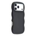 For iPhone 18 Pro Max / 17 Pro Max Case TPU Protective Phone Cover Unique Curly Wave Frame - Black