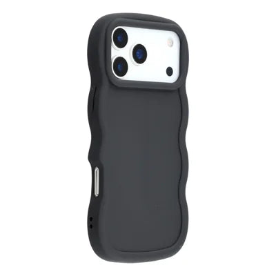 For iPhone 18 Pro Max / 17 Pro Max Case TPU Protective Phone Cover Unique Curly Wave Frame - Black