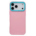 For iPhone 18 Pro Max / 17 Pro Max TPU Case Contrast Color Lens Frame Shockproof Phone Back Cover - Pink