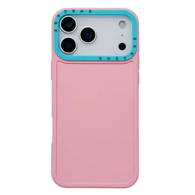 For iPhone 18 Pro Max / 17 Pro Max TPU Case Contrast Color Lens Frame Shockproof Phone Back Cover - Pink