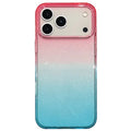 For iPhone 18 Pro Max / 17 Pro Max Case Transparent Glitter Dual Color PC + TPU Phone Cover - Pink / Sky Blue