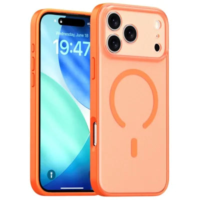 For iPhone 18 Pro Max / 17 Pro Max Case Compatible with MagSafe Skin Feel Frosted PC + TPU Phone Cover - Orange