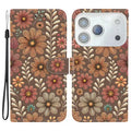 For iPhone 18 Pro Max / 17 Pro Max Wallet Case Pattern Printing Leather Stand Phone Cover with Strap - Blossom