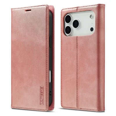 LC.IMEEKE For iPhone 18 Pro Max / 17 Pro Max Case Wallet Microfiber Leather Phone Cover - Rose Gold