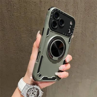 For iPhone 18 Pro Max / 17 Pro Max Case Ring Kickstand PC + TPU Shockproof Phone Back Cover - Green