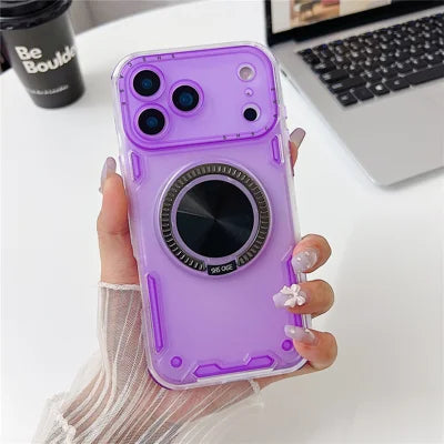 For iPhone 18 Pro Max / 17 Pro Max Case Ring Kickstand PC + TPU Translucent Phone Back Cover - Purple