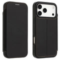 For iPhone 18 Pro Max / 17 Pro Max Case Magnetic Closure Card Slot Leather Flip Phone Cover - Black