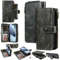 For iPhone 18 Pro Max / 17 Pro Max Phone Case PU Leather Zipper Wallet Detachable Cover - Green