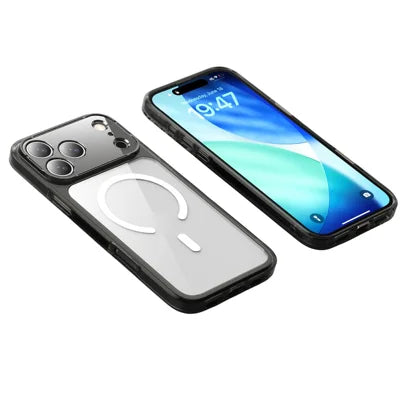 For iPhone 18 Pro Max / 17 Pro Max Case Compatible with MagSafe Precise Cutouts TPU + PC Clear Phone Back Cover - Transparent Black