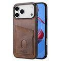 AZNS K1 Series For iPhone 18 Pro Max / 17 Pro Max Case Calf Texture Anti-Drop PU+TPU Phone Cover with 2 Card Slot - Coffee