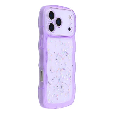 For iPhone 18 Pro Max / 17 Pro Max Case Wavy Edge Epoxy TPU Shockproof Phone Cover - Transparent Purple