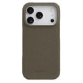MELKCO For iPhone 18 Pro Max / 17 Pro Max Case Genuine Cow Leather PC Phone Cover Compatible with MagSafe - Grey