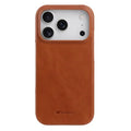MELKCO For iPhone 18 Pro Max / 17 Pro Max Case Compatible with MagSafe Waxy Genuine Cow Leather PC Phone Back Cover - Brown