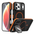For iPhone 18 Pro Max / 17 Pro Max Magnetic Case Skin-Touch TPU Acrylic Phone Back Cover with Lens Protector Kickstand - Orange