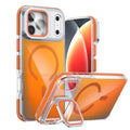 For iPhone 18 Pro Max / 17 Pro Max Magnetic Case TPU Acrylic Phone Back Cover with Lens Film and Kickstand - Orange