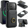 MAGKING K1 Series For iPhone 18 Pro Max / 17 Pro Max Magnetic Case PC + TPU + PU Phone Cover with Card Holder - Black