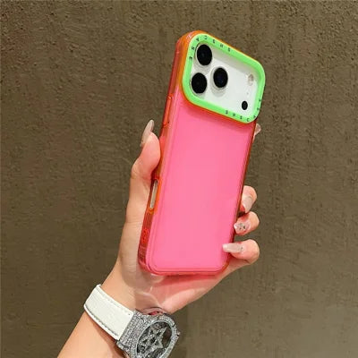 For iPhone 18 Pro Max / 17 Pro Max Case Clear Contrasting Colors Shockproof TPU Phone Back Cover - Rose