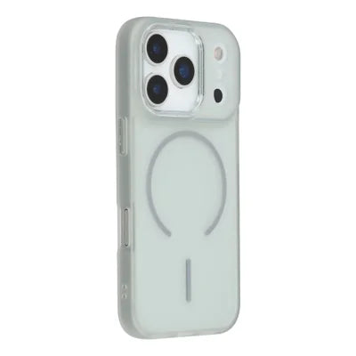 For iPhone 18 Pro Max / 17 Pro Max Phone Case Compatible with MagSafe TPU + PC Matte Back Cover with Glitter Lens Frame - Transparent Grey