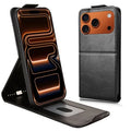 For iPhone 18 Pro Max / 17 Pro Max Stand Case Magnetic Clasp Vertical Flip Leather Phone Cover with Card Holder - Black