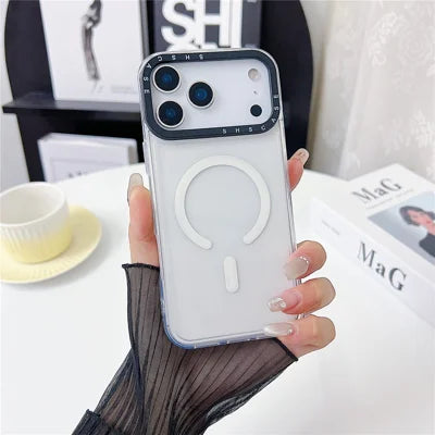 For iPhone 18 Pro Max / 17 Pro Max Clear Case Compatible with MagSafe PC + TPU Phone Back Cover - Black