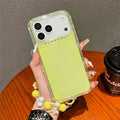For iPhone 18 Pro Max / 17 Pro Max Case Anti-Drop Glitter Design PC + TPU Phone Cover with Strap - Yellow