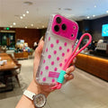 For iPhone 18 Pro Max / 17 Pro Max Case Polka Dot Pattern PC + TPU Phone Cover with Lens Film  /  Strap - Rose