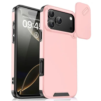 For iPhone 18 Pro Max / 17 Pro Max Case PC + TPU Shell with Slide Camera Phone Cover - Pink