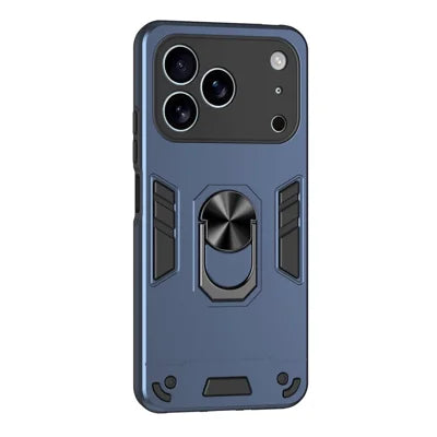 For iPhone 18 Pro Max / 17 Pro Max Case PC + TPU Drop Defend Phone Cover with Ring Kickstand - Blue