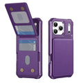 For iPhone 18 Pro Max / 17 Pro Max Case with Card Slot Kickstand PU Leather + TPU Phone Cover - Purple