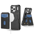 For iPhone 18 Pro Max / 17 Pro Max Magnetic Case Detachable Card Slot Kickstand Leather + TPU Phone Cover - Black