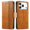 CASENEO For iPhone 18 Pro Max / 17 Pro Max Phone Cases PU Leather Cover Stand with RFID Blocking Wallet - Khaki