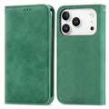 For iPhone 18 Pro Max / 17 Pro Max Leather Case with Card Holder Magnetic Absorption Phone Cover - Green