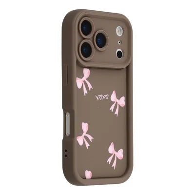 For iPhone 18 Pro Max / 17 Pro Max Case Aesthetic Pattern Print TPU Shockproof Phone Cover - Bow / Brown