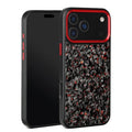 For iPhone 18 Pro Max / 17 Pro Max Case Forged Texture Aramid Fiber + TPU Phone Cover with Black Lens Frame - Red