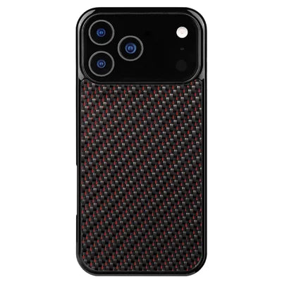 For iPhone 18 Pro Max / 17 Pro Max Case Compatible with MagSafe Twill Texture Aramid Fiber TPU Shockproof Phone Cover - Red
