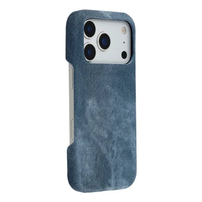 For iPhone 18 Pro Max / 17 Pro Max Magnetic Case Denim Cloth Texture Leather + PC Shockproof Phone Cover - Dark Blue