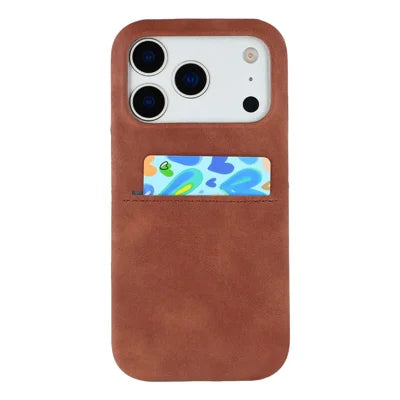 For iPhone 18 Pro Max / 17 Pro Max Case Skin-Touch Leather + PC Phone Cover with Card Slot - Brown