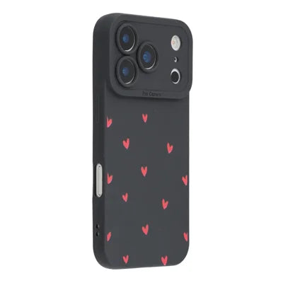 For iPhone 18 Pro Max / 17 Pro Max Case Heart Pattern TPU Phone Back Cover - Black / Red Hearts