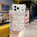 For iPhone 18 Pro Max / 17 Pro Max Case Cute Bear Design Shockproof TPU Phone Back Cover with Shoulder Strap - Stacking Bear A