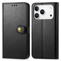 For iPhone 18 Pro Max / 17 Pro Max Case Wallet Stand Leather Phone Cover with Wrist Strap - Black