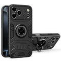 For iPhone 18 Pro Max / 17 Pro Max Case with Ring Holder Kickstand PC + TPU Anti-Fall Phone Cover - Black