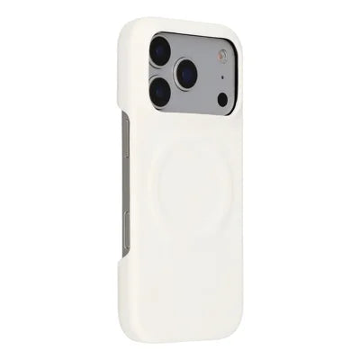 For iPhone 18 Pro Max / 17 Pro Max Case Compatible with MagSafe Skin-Touch Leather + PC Back Cover - White