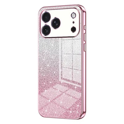 For iPhone 18 Pro Max / 17 Pro Max Case Electroplating Gradient Glitter TPU Phone Cover - Pink