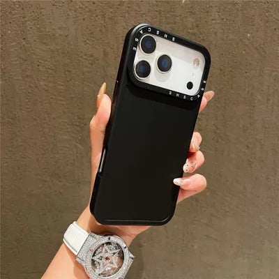 For iPhone 18 Pro Max / 17 Pro Max Case Black Lens Frame Metal Paint Finish PC + TPU Phone Back Cover - Black