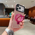 For iPhone 18 Pro Max / 17 Pro Max Magnetic Case Kickstand Black Lens Frame Metal Paint Finish PC TPU Phone Back Cover - Rose Gold