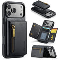 DG.MING M5 Series For iPhone 18 Pro Max / 17 Pro Max Case Detachable Magnetic Leather Phone Cover with Card Slots - Black